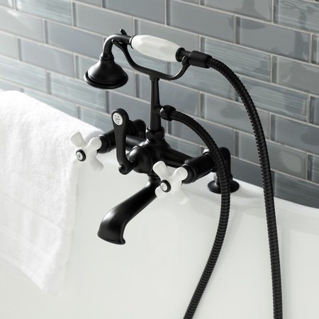 Kingston Brass AE211T0 7-Inch Tub Faucet with Hand Shower, Matte Black AE211T0